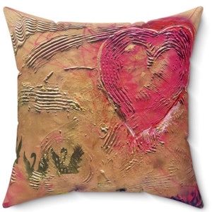 Liefde en violette vlam - vierkant kussen gesponnen polyester, esthetisch bedrukt kussen, vierkant sierkussen, decoratief kussen slaapbank