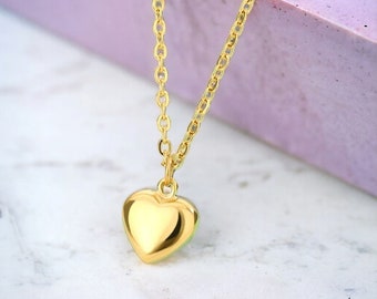 Gold Heart Necklace, Gold Love Heart Necklace, Gold Jewellery, Gift Heart Necklace, Mother's Day Gift, Valentine's Day Gift, Gift For Her