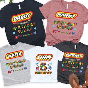 Building Blocks Birthday Shirt,Personalized Birthday Boy or Girl Shirt,Front and Back Tees,Custom Blocks Name Shirt,Little Builder Kid Gift