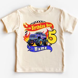 Custom Monster Truck Birthday Shirt,Monster Truck Family Matching Birthday Tees,Personalized Toddler 5th Birthday Boy Tees,Birthday Boy 4th