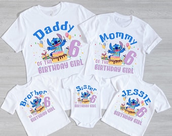 Custom Stitch Birthday Girl Shirt,Personalized Stitch Birthday Family Shirt,Toddler Lilo Stitch Lover Gifts Shirt,Stitch Birthday Girl Shirt