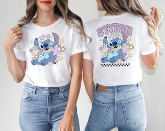 Disney Floral Stitch Shirts,Backside Shirt Stitch,Disneyland Tee,Disney Shirt,Stitch Sweatshirt,Stitch Lilo Shirt,Stitch Lover Gifts Shirt