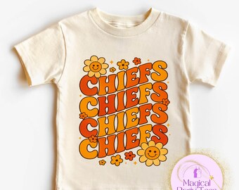 Chemise florale KC Chiefs pour tout-petit, tenue vintage pour le jour d'un match de football, chemises rétro Chiefs pour enfants, automne fille, chemise mascotte à fleurs,