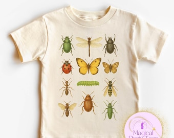 Retro Bugs Toddler Shirt,Cute Insect T-Shirt for Kids,Future Entomologist Tee, Boho Nature Shirt for Boys And Girls,Youth Bug Lover Clothing