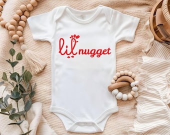 Lil Nugget Baby Onesie: Funny Chicken Babysuit, Pregnancy Announcement