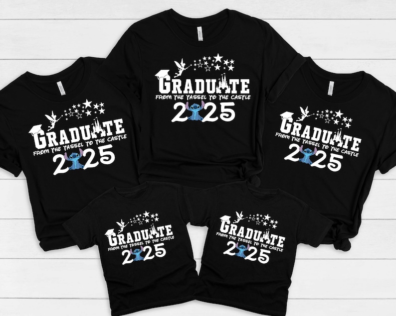 Personalized Stitch Graduation 2025 Shirt, Disney Graduation Trip Tee, Senior Stitch Tee,Stitch Angel School Gift Shirt, Class of 2025 Shirt afbeelding 3
