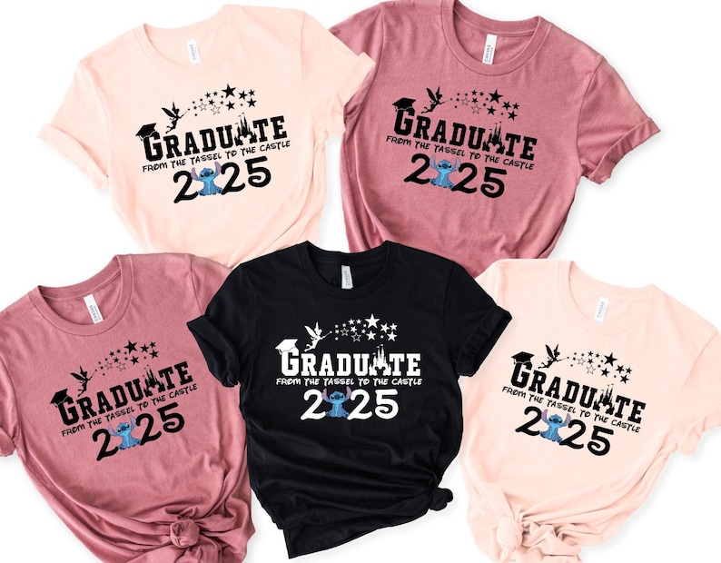 Personalized Stitch Graduation 2025 Shirt, Disney Graduation Trip Tee, Senior Stitch Tee,Stitch Angel School Gift Shirt, Class of 2025 Shirt afbeelding 1