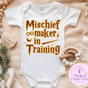 Mischief Maker In Training Toddler Shirt,Baby Wizard Bodysuit,Wizard in Training Onesie,Funny Baby Wizard Onesie,Magical Baby Bodysuit