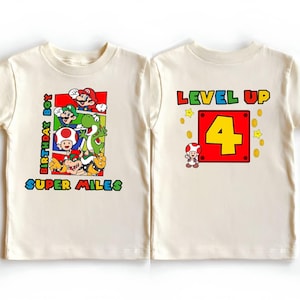 Custom Super Mario Back and Front Birthday Shirt,Personalized Toddler Tee,Super Tee,Mario Toddler Gifts,Mario Shirt,Mario Backside Kids Tee