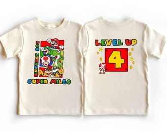 Custom Super Mario Back and Front Birthday Shirt,Personalized Toddler Tee,Super Tee,Mario Toddler Gifts,Mario Shirt,Mario Backside Kids Tee