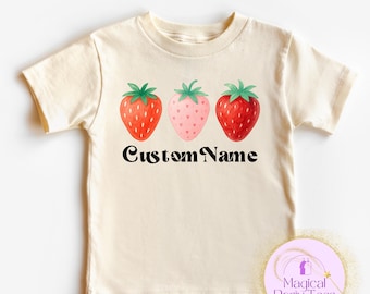 Custom Name Strawberry Shirt,Personalized Strawberry Name Tee,Girl Name Shirt,Toddler Girl Birthday Gift,Kids Strawberry Tees