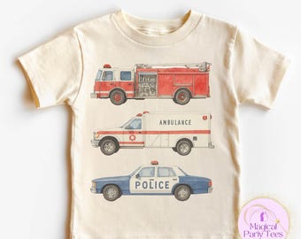 Rescue Vehicle Toddler Shirt,Fire Truck Toddler Tees,Police Car Kids Tee,Ambulance Tee,Boys Emergency Vehicle Tee,Cute Toddler Gift Outfit