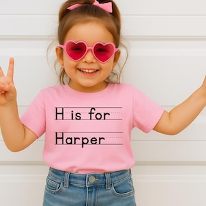 Custom Alphabet Shirt,A is For Alphabet Tee,Kids Name Shirt,Kindergarten Shirt,Back To School Shirt Kids Learning, Toddler Custom Name Tee