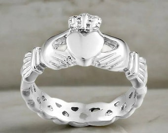 Anillo delicado de Claddagh de Irlanda, plata de ley 925, regalo de anillo de amor de amistad para sus joyas de amor