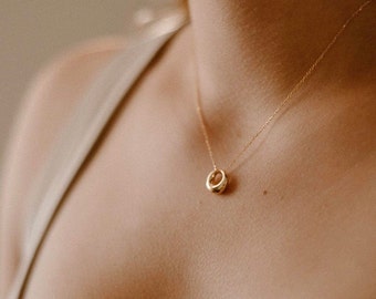 Semplice minimalista delicato cerchio astratto pendente curva in oro 925 argento stile Boho collana a cupola stackSemplice collana a cerchio rotondo per le donne.