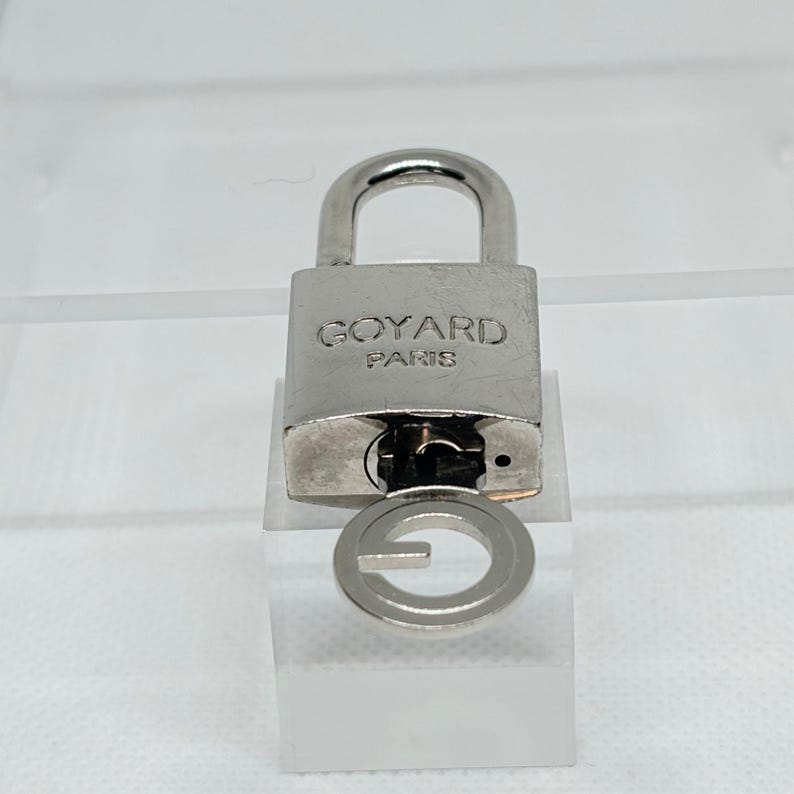 Authentic Goyard Paris Silver Padlock Lock Key Set Silver Hardware Rare afbeelding 2