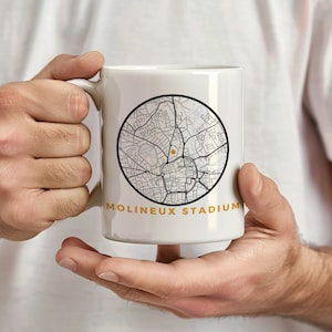 Club de football de Wolverhampton Wanderers, Wolves FC, cadeau de fan de football, tasse de carte du stade, Molineux, statistiques du club, cadeau pour lui, cadeau pour elle