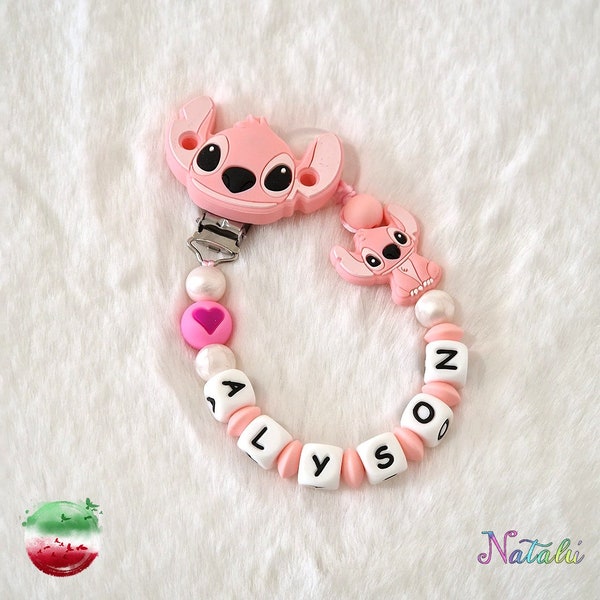 Personalized Pacifier Chain Stitch/Angel - Christmas
