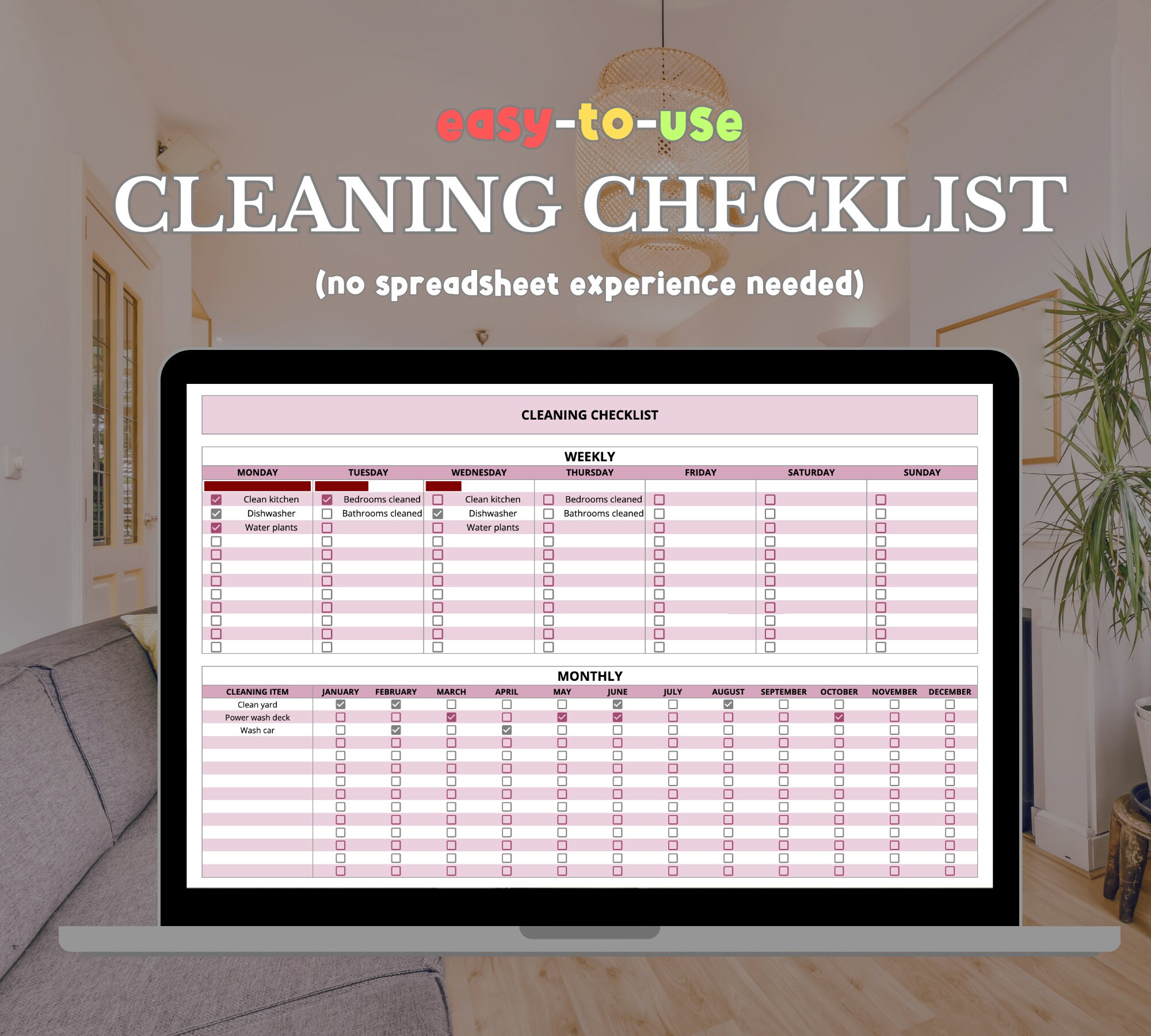 Cleaning Checklist Spreadsheet Template for Google Sheets, Cleaning ...