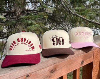 Gorra de camionero cristiana bordada: Gorra ajustable con diseño inspirado en la fe