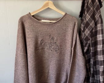 Embroidered Western Rodeo Knit Sweater, Hold Your Horses Pullover