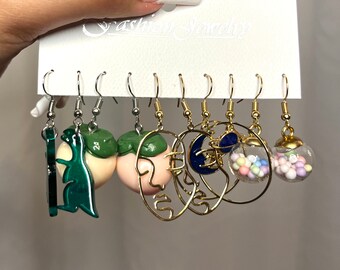 Elegante conjunto de pendientes verde oscuro
