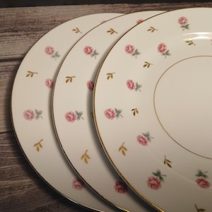 Noritake Rosalie Salad Plates - Set of 6 - Gold Trimmed Roses, Made in Japan