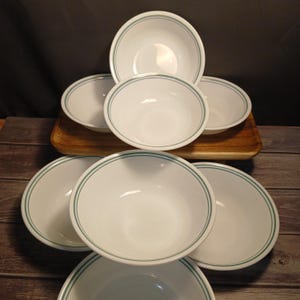 Set of Four (4) Corelle  Rosemarie Coupe Cereal Bowls & (4) Corelle Berry Bowls  - Made in USA - Discontinued 1990&#39;s Pattern