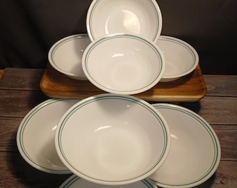 Set of Four (4) Corelle  Rosemarie Coupe Cereal Bowls & (4) Corelle Berry Bowls  - Made in USA - Discontinued 1990&#39;s Pattern