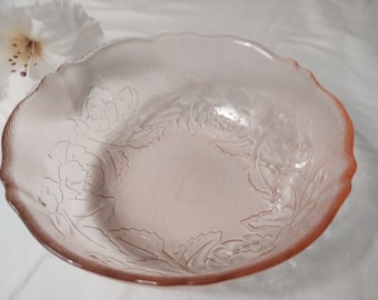 Vintage Arcoroc Luminarc Rosaline Müsli- oder Suppenschüssel aus rosa Glas – Cristal d’Arques – hergestellt in Frankreich – Schüssel mit Rosenmuster