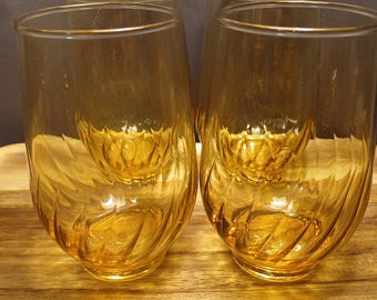 ANCHOR HOCKING「FLAIR」台座ガラス 6面ベース フレアトップ イエロー