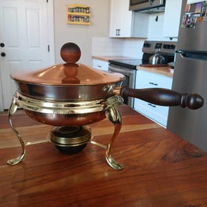 Mid Century Copper Chafing Dish Set: Brass & Aluminum Warming Pan
