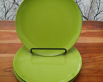 Set of 4 Vintage 9 7/8&quot; Texas Ware Melmac Melamine Green Dinner Plates