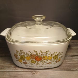 Vintage Corning Ware Spice of Life Casserole Dish with Pyrex Lid (3QT)