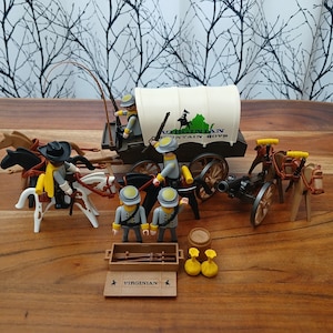Playmobil Virginia Mountain Boys Wagon, Cannon, Horses, Figures