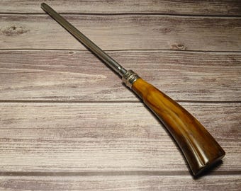 Vintage Midcentury Bakelite Butterscotch/Caramel Handled Knife Sharpener/Honing Steel 12"