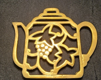 Vintage Brass Teapot Trivet: Solid Brass, Made in India
