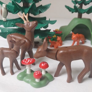 Vintage Playmobil 3006 Forest Set With Deer, Boars, Fox, Birds and