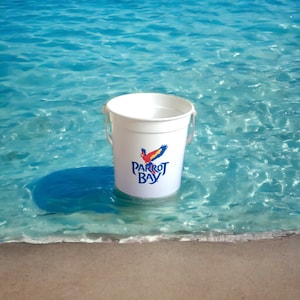Plastic Rum Buckets - 32 oz - Customized Plastic Buckets with Sticker - Personalized - Add Company Logo