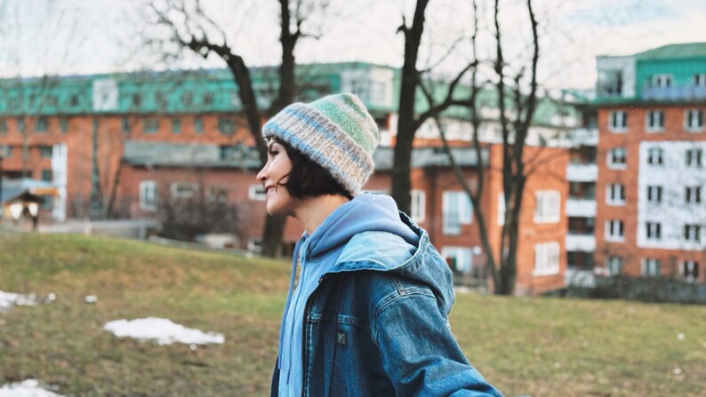 Striped Knit Beanie and Mittens Set