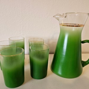 Vintage Blendo Green Juice Pitcher Cup Set image 1