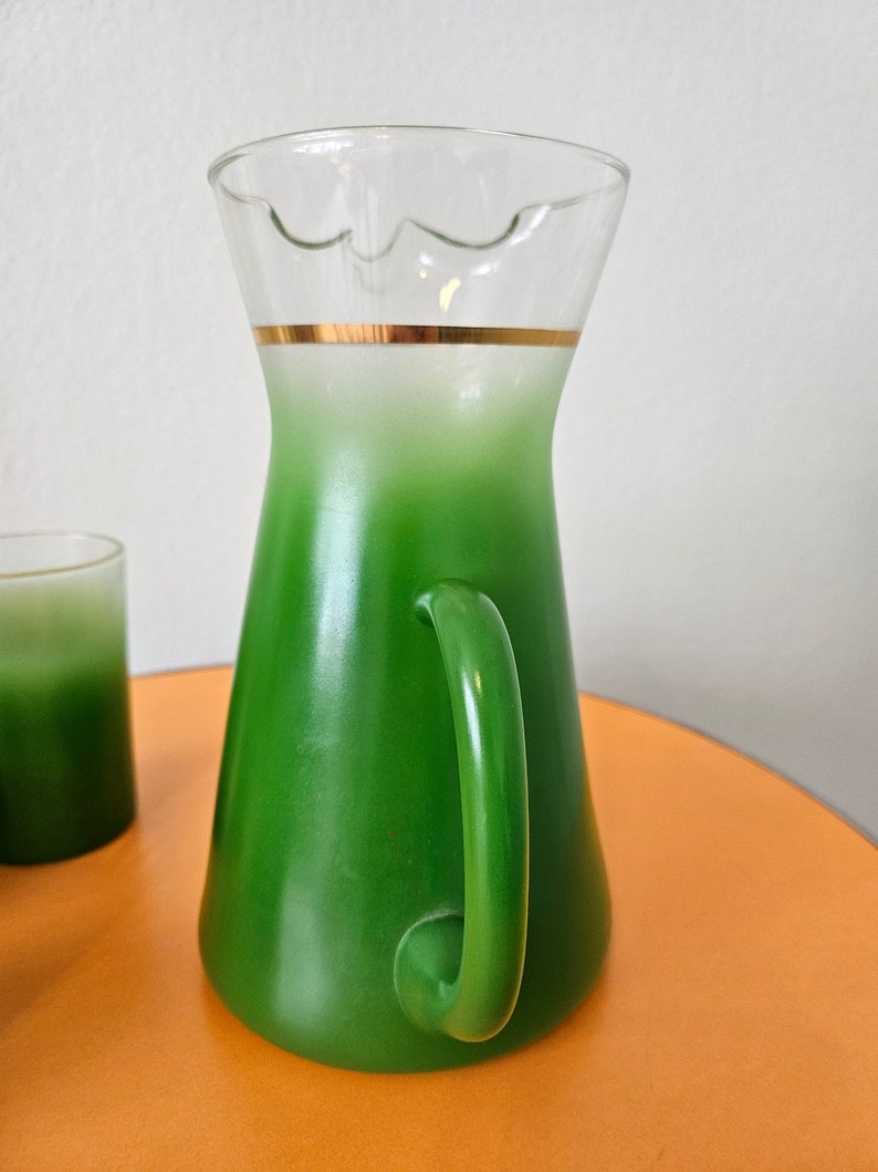 Vintage Blendo Green Juice Pitcher Cup Set image 3