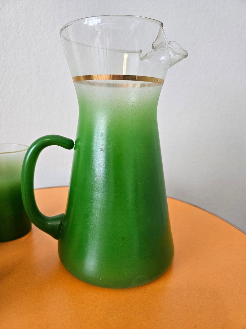 Vintage Blendo Green Juice Pitcher Cup Set image 5