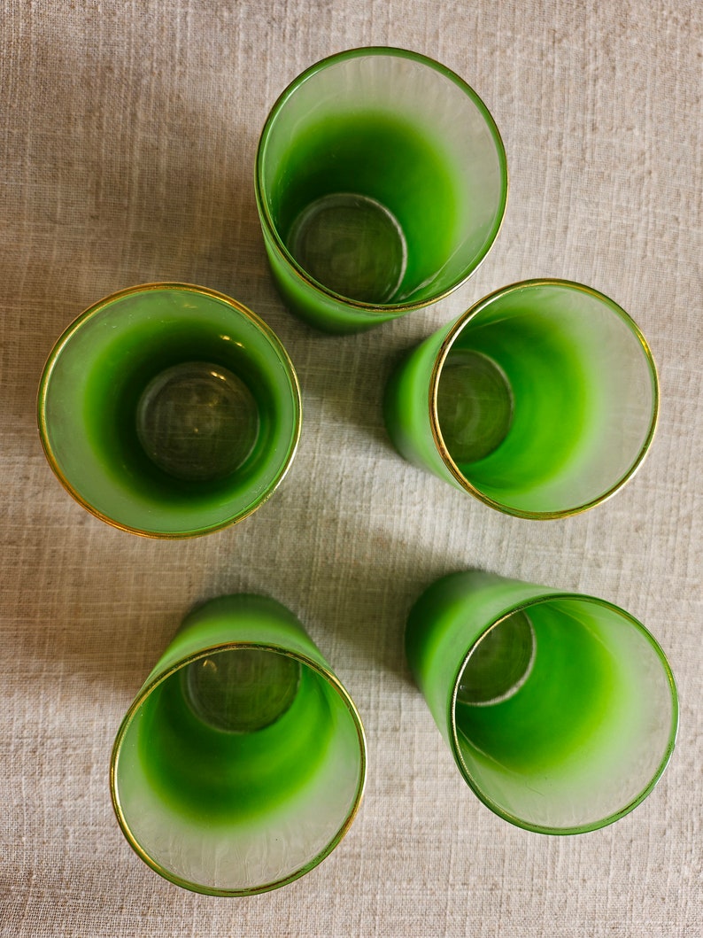 Vintage Blendo Green Saft Krug Cup Set Bild 8