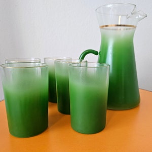 Vintage Blendo Green Juice Pitcher Cup Set image 2