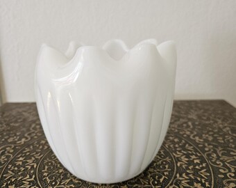 Vintage Fenton Milk Glass Vase: Daisy Button Pattern, 1950s Decor