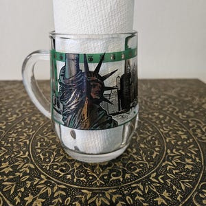 Vintage New York Coffee Mug, Kitchen Glass, Glassware, Kitchenware, Statue of Liberty