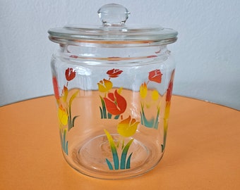 Petite boîte en verre avec couvercle en forme de fleur de tulipe Anchor Hocking