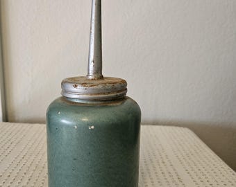 Aceitera vintage con bomba de pulgar y pico, con diseño de águila turquesa, fabricada en EE. UU.