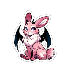Pastel Goth Cute Pink Demon Bunny Sticker - Durable Vinyl with Glossy Finish, 3M Adhesive